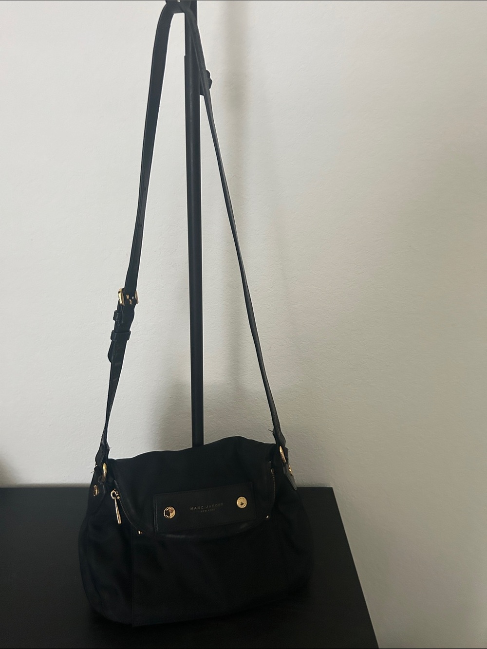 Marc Jacobs Black Nylon Shoulder Crossbody with Gold Hardware